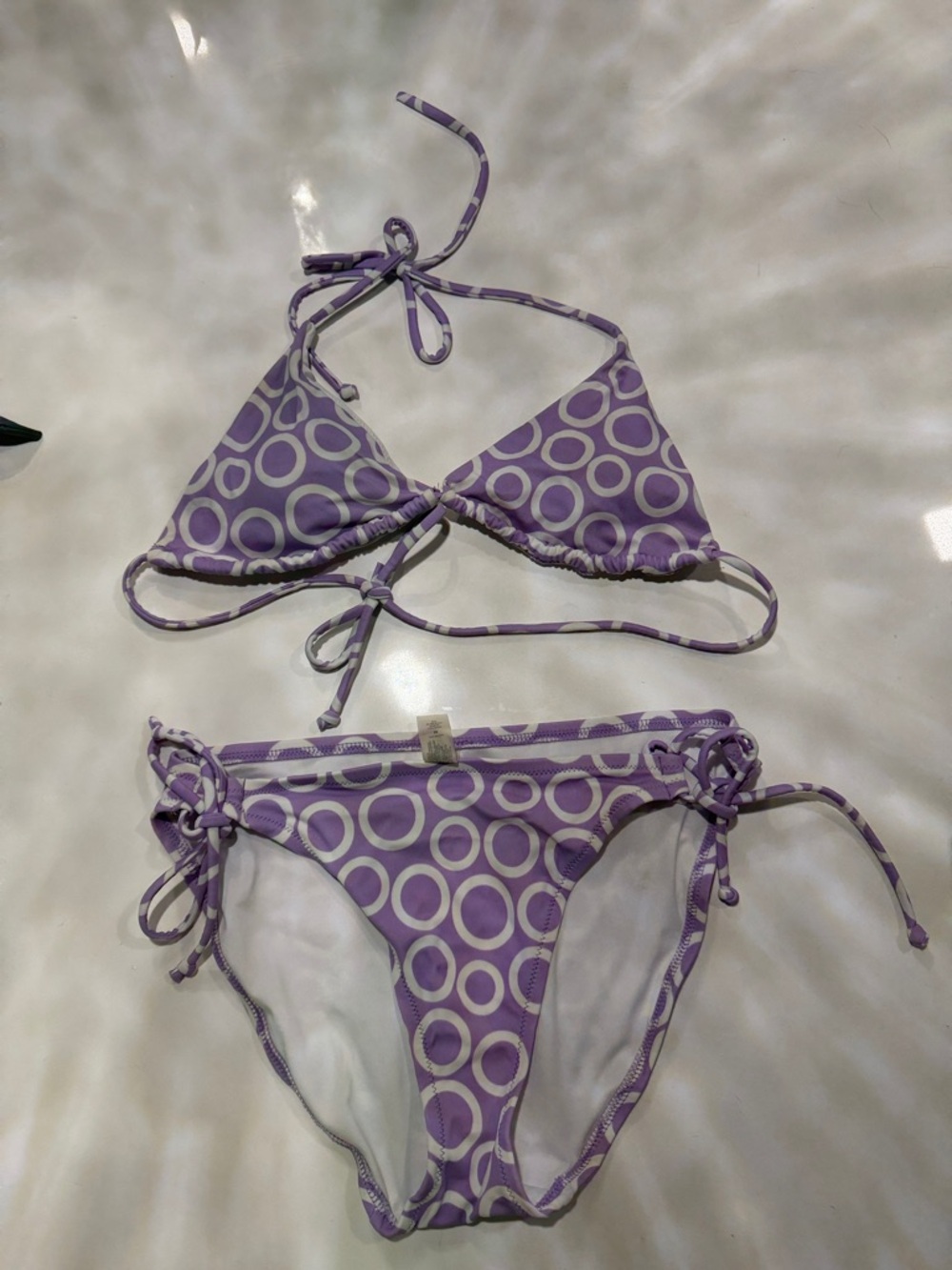 Victoria's Secret Purple and White Circle Print Triangle Bikini
